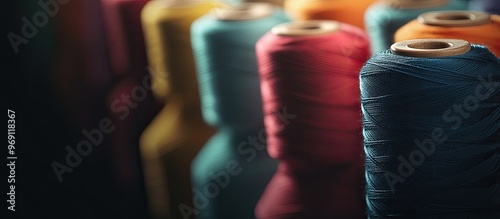 colored threads on spools. ...