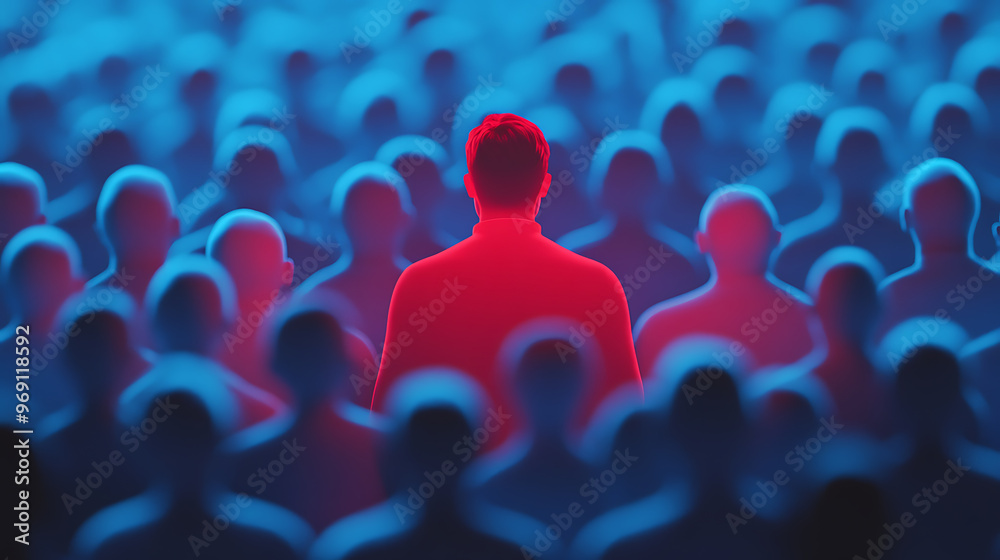 Fototapeta premium Person of interest, wallpaper, a person who stands out in a crowd