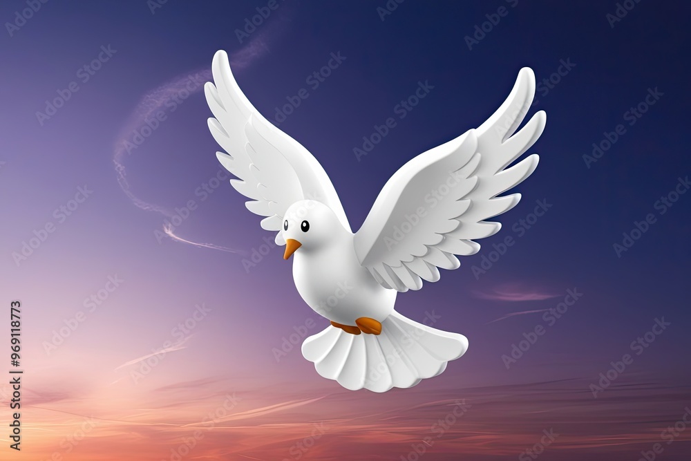 Obraz premium Three Dimensional Dove Emoji Spreading Love and Kindness