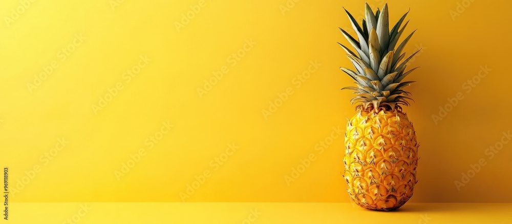 Pineapple on a yellow backdrop Simple and contemporary design and pattern. with copy space image. Place for adding text or design Pineapple on a yellow backdrop Simple and contemporary design and pattern. with copy space image. Place for adding text or design