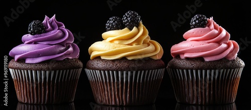 Fresh cupcakes set against ...