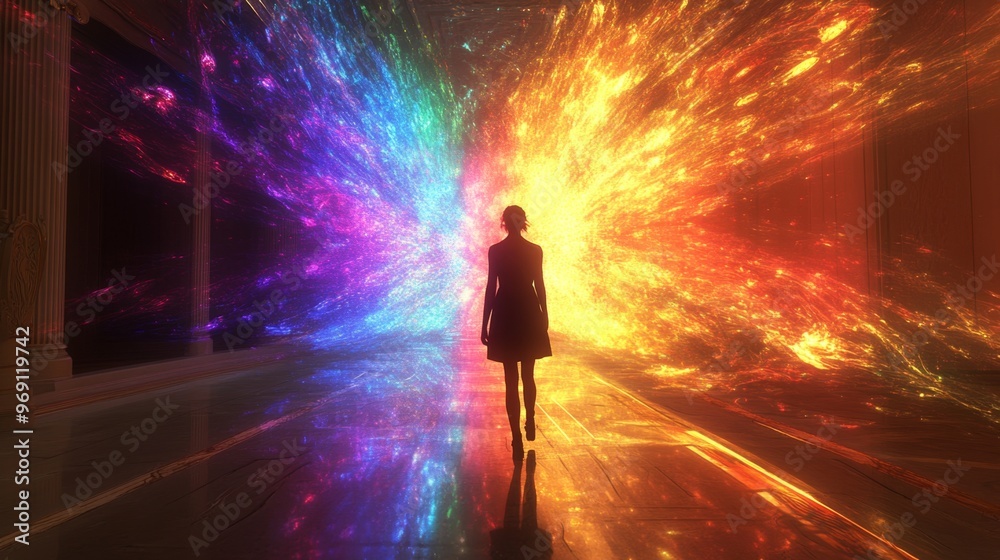 Woman In Colorful Light. Woman In Colorful Light.