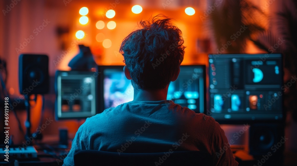 Man Working on Computer. Man Working on Computer.