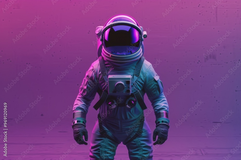 Disco party for an astronaut. Space suit. neon light. Modern dances ...