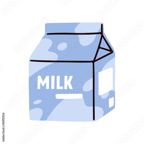 Milk in carton package, closed cardboard box. Dairy product, beverage in drink container, paper carton 
pack. Natural milky liquid. Flat vector illustration isolated on white background.