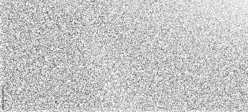 Fototapeta premium Abstract background with halftone gritty spot effect. Backdrop with dirty and grungy monochrome paper texture. Wallpaper with black dots for album concept cover. Retro vector illustration with noise