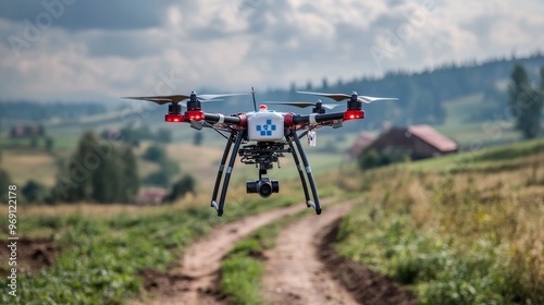 Autonomous medical drones delivering life-saving medications to rural areas: Drones dropping off medicine in remote locations.