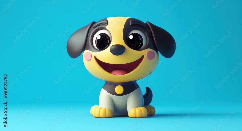 Fototapeta premium Playful Cartoon Dog Face with Big Smile and Cheerful Expression