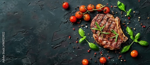 Grilled ribeye beef steak w...