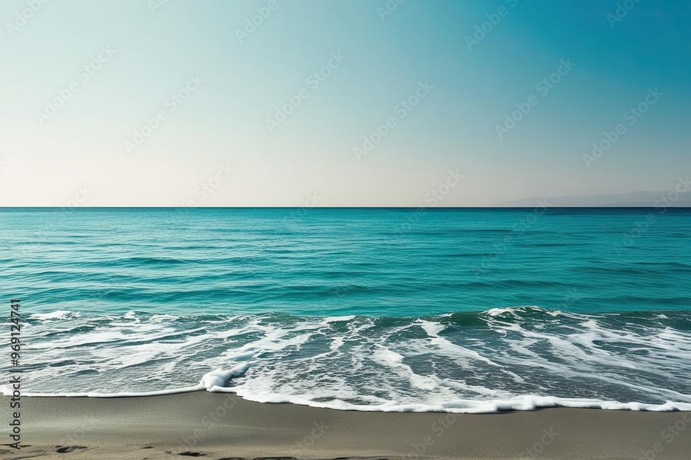 Serene Lagoon View with Gentle Waves and Gradient Colors on White Background Serene Lagoon View with Gentle Waves and Gradient Colors on White Background