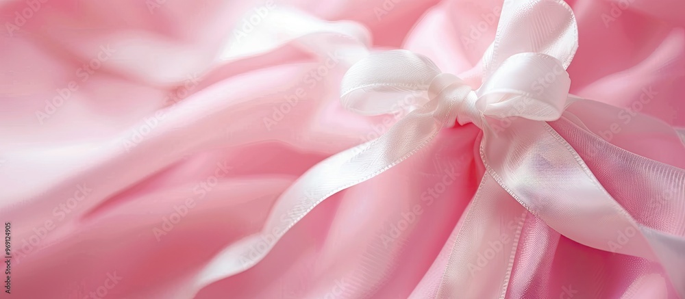 Pink ribbon against a white background. with copy space image. Place for adding text or design Pink ribbon against a white background. with copy space image. Place for adding text or design