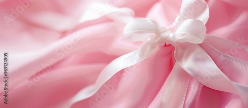 Pink ribbon against a white background. with copy space image. Place for adding text or design
