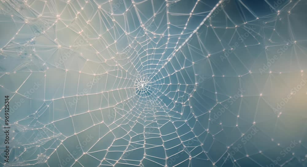 A spider web with a blue background The web is very intricate and has a lot of detail Vertical video 4k animation