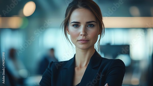 Wallpaper Mural Female executive giving clear instructions to her team, standing confidently in a high-tech workspace, coordination and leadership Torontodigital.ca