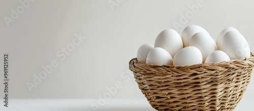 Eggs in a woven basket set ...