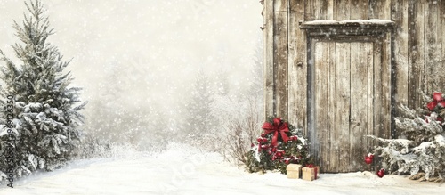 rustic winter holiday backd...
