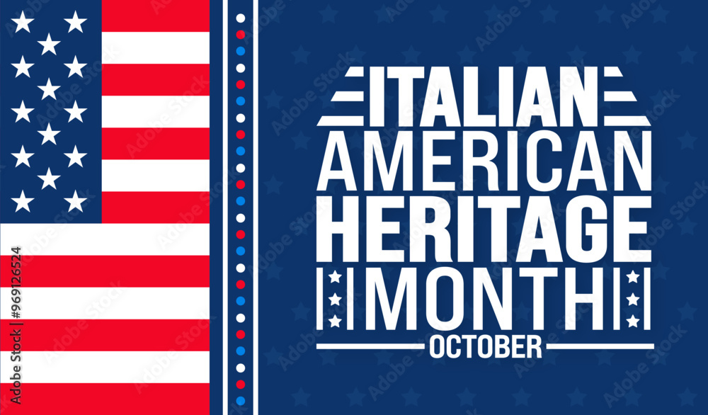 Fototapeta premium Italian American Heritage Month background or banner design template is observed every year in October. Holiday concept. Template for card, poster, placard, template. eps 10