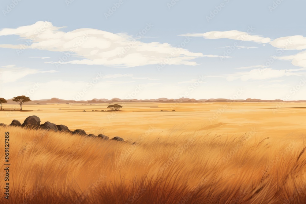 Fototapeta premium Savanna landscape outdoors horizon.