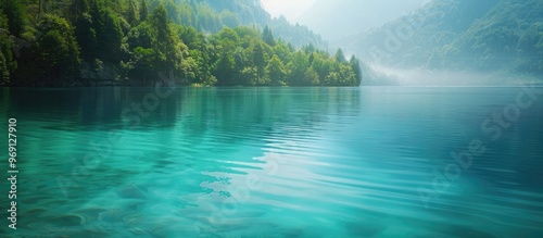 Translucent turquoise lake ...