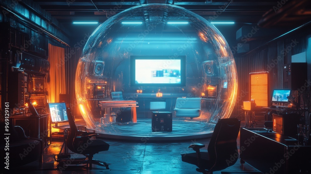 Futuristic Room with Dome. Futuristic Room with Dome.