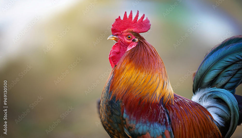 a Rooster, Capturing Its Vibrant Feathers and Proud Stance a Rooster, Capturing Its Vibrant Feathers and Proud Stance