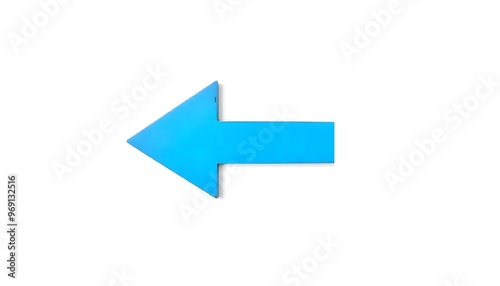 A blue arrow pointing left on a white background