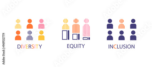 Diversity (DEI) Strategic Framework infographic presentation template with icon vector has diversity, inclusion, equity