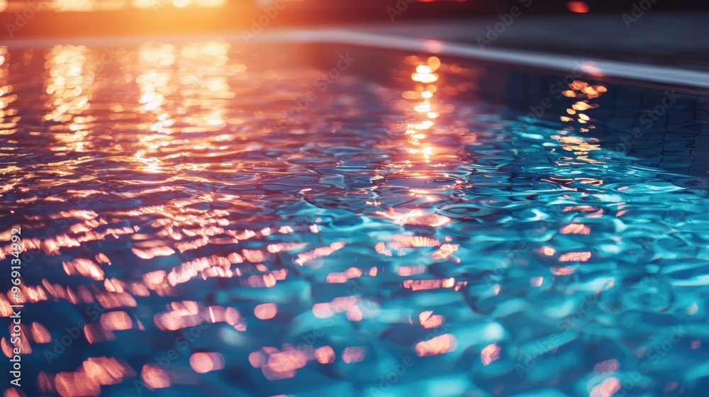 Shimmering light caustics on swimming pool floor