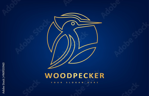 Woodpecker bird logo vector. Bird design.	
