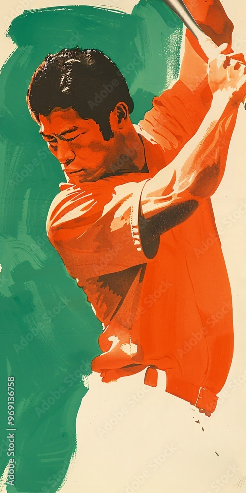 Fototapeta premium Dynamic Baseball Swing: A Portrait of Power and Precision