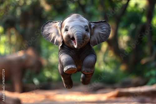 Baby elephant Flying animal illustration caricature