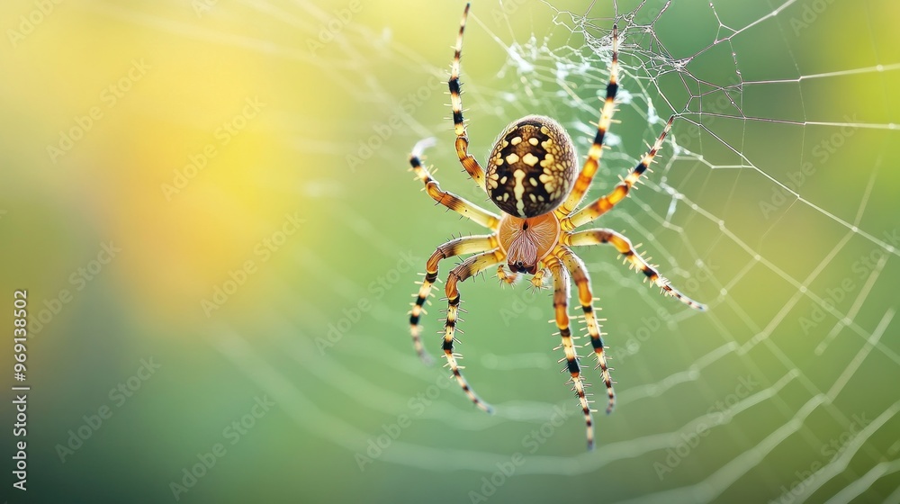 A colorful spider on its web, showcasing nature's intricate design. A colorful spider on its web, showcasing nature's intricate design.