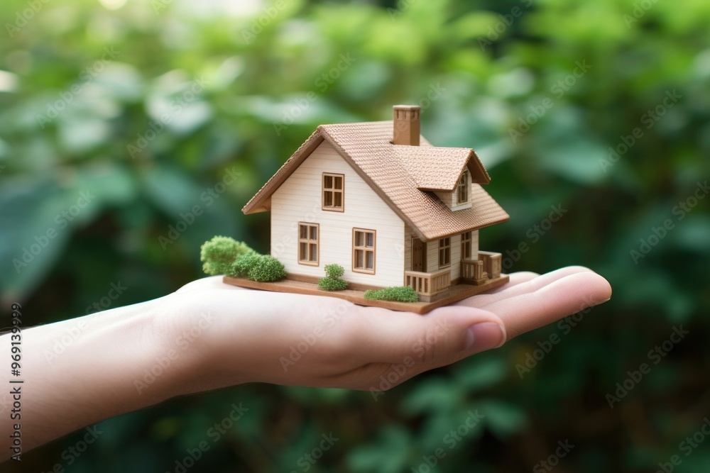Hand holding home model architecture building house. Hand holding home model architecture building house.