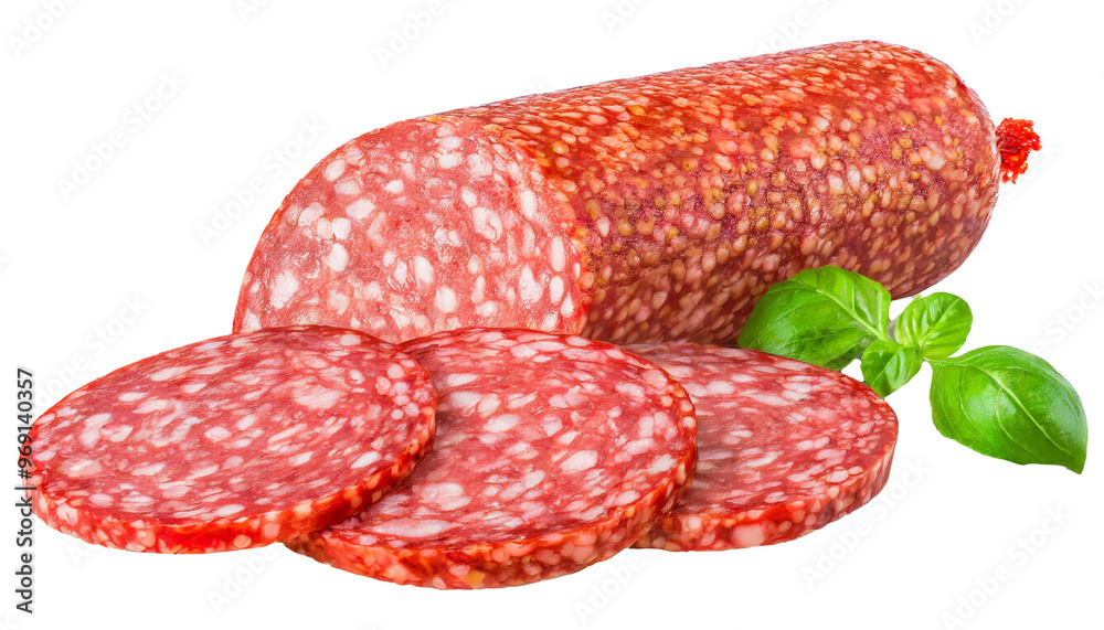 Salami isoliert auf weißen Hintergrund, Freisteller Salami isoliert auf weißen Hintergrund, Freisteller