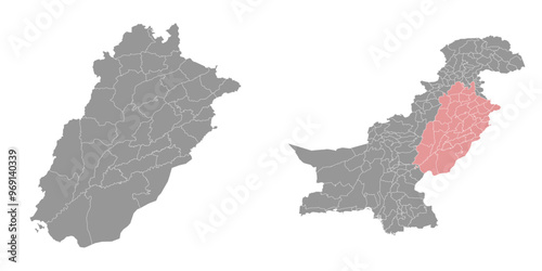 Punjab map with districts. Vector illustration.