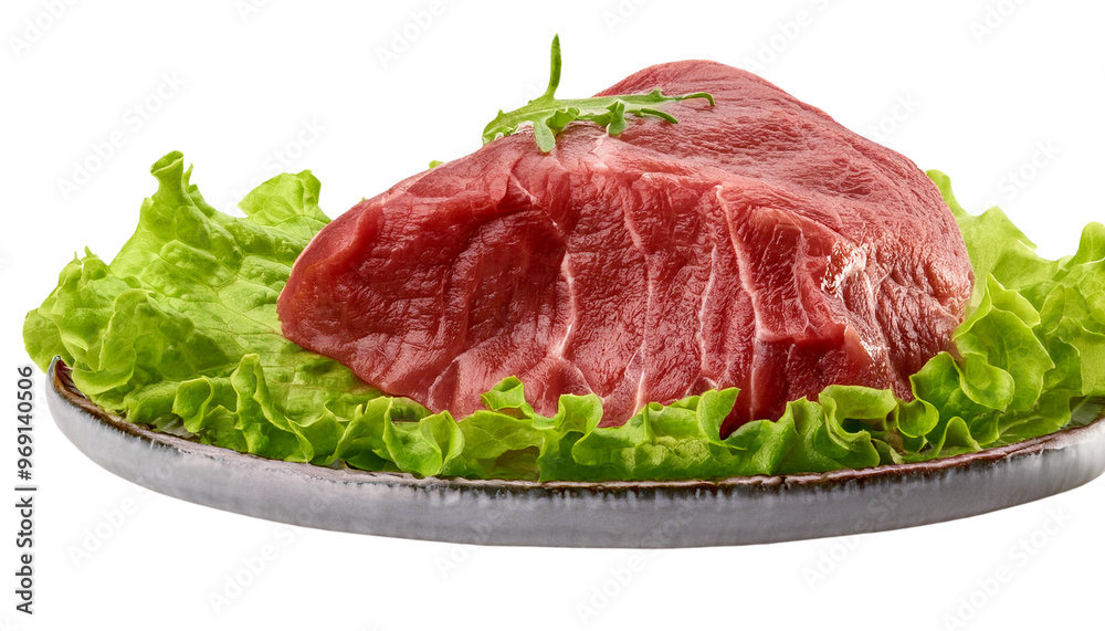 Beef and Salad Combination In Plate on White Background Beef and Salad Combination In Plate on White Background