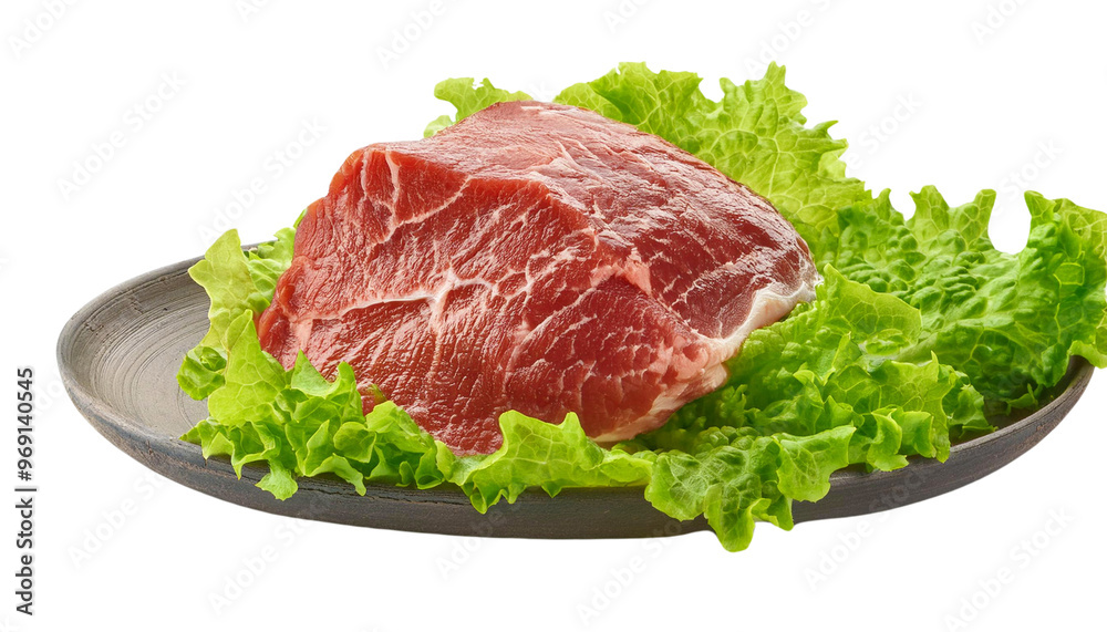 Beef and Salad Combination In Plate on White Background Beef and Salad Combination In Plate on White Background