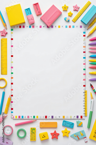 school stationery isolated on white