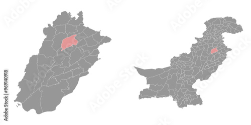 Sargodha district map, administrative division of Pakistan. Vector illustration. photo