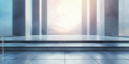 Minimalist urban platform for car display and product ads. Spacious, clean background ideal for showcasing vehicles with a modern, cityscape feel. Perfect for automotive marketing.