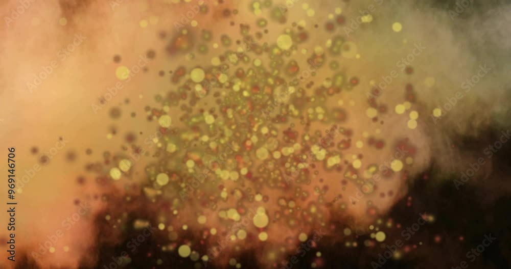 Animation of glowing light spots moving over yellow background Animation of glowing light spots moving over yellow background