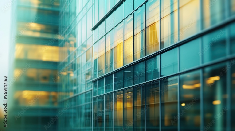 A modern glass building reflecting light in an urban setting. A modern glass building reflecting light in an urban setting.