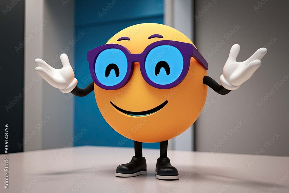 Obraz premium 3D Nerd Emoji Geeky Smiley Emoticon Design