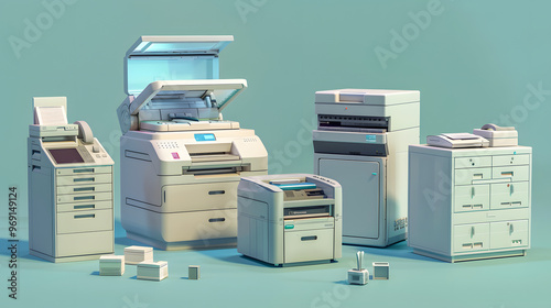 Photocopier office equipment 3D photo