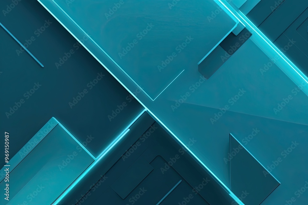 Obraz premium Futuristic Bright Cyan Abstract Tech Wallpaper Featuring Interlocking Diamond Patterns for Modern Screen Interface
