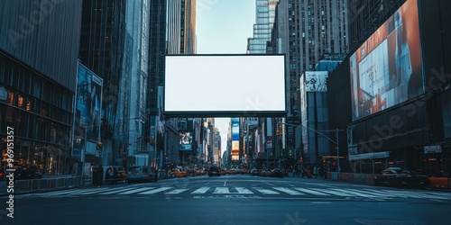 Fototapeta Naklejka Na Ścianę i Meble -  A large blank billboard in a city street.