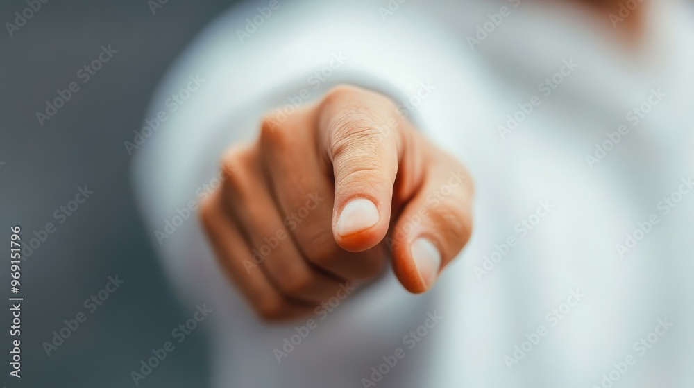 Naklejka premium Outstretched hand with a pointing finger, symbolizing direction or choice ideal for motivational content, decision-making themes, or leadership messages,