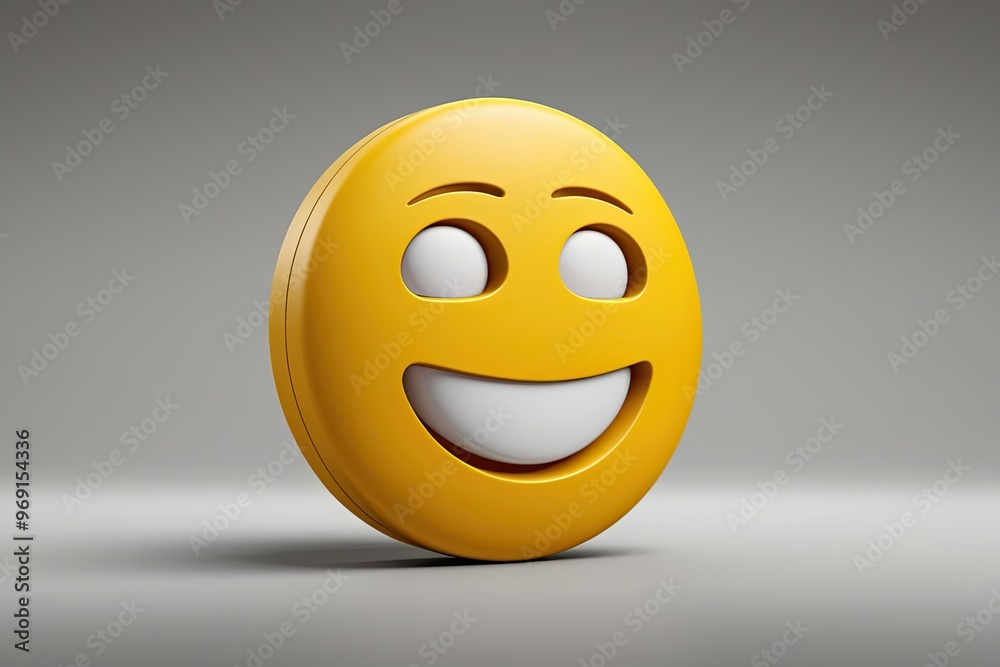 Fototapeta premium Vibrant Yellow 3D Emoji with Slack Jaw Design for Eye-Catching Icons
