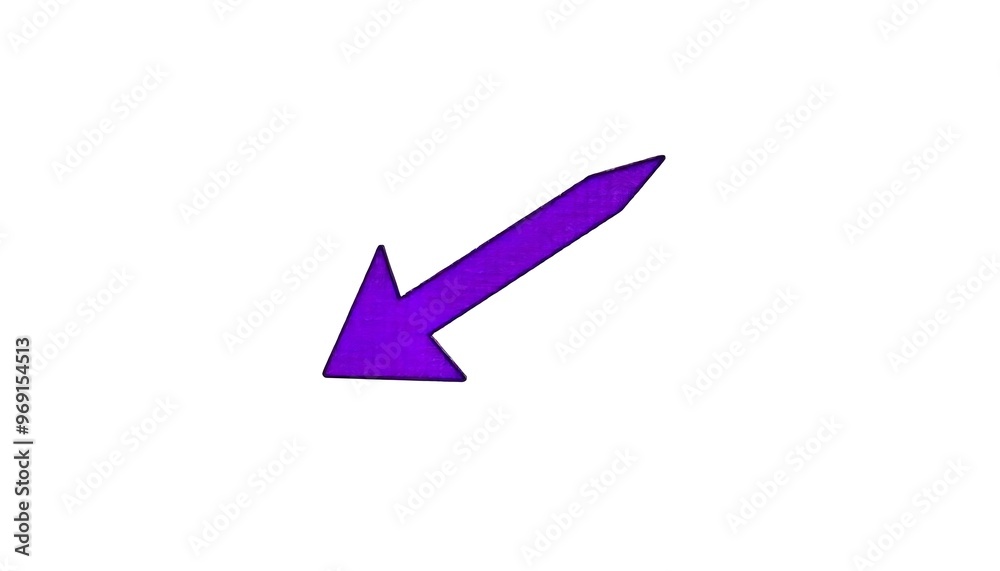 A purple arrow pointing diagonal on a white background A purple arrow pointing diagonal on a white background