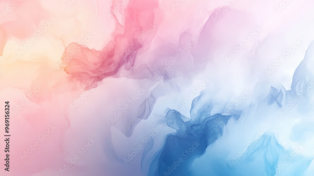 Naklejka premium A fluid, watercolor-inspired abstract background with blended hues and gentle brushstrokes, offering an elegant and artistic appearance.